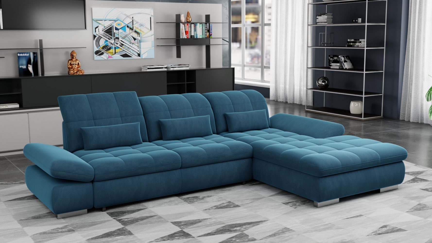 современный диван с шезлонгом