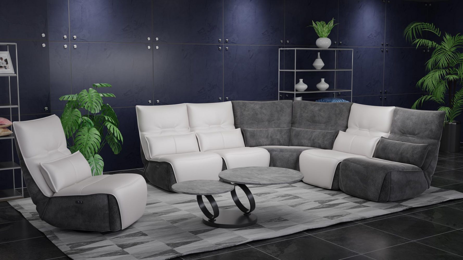 диван с реклайнерами в стиле модерн
