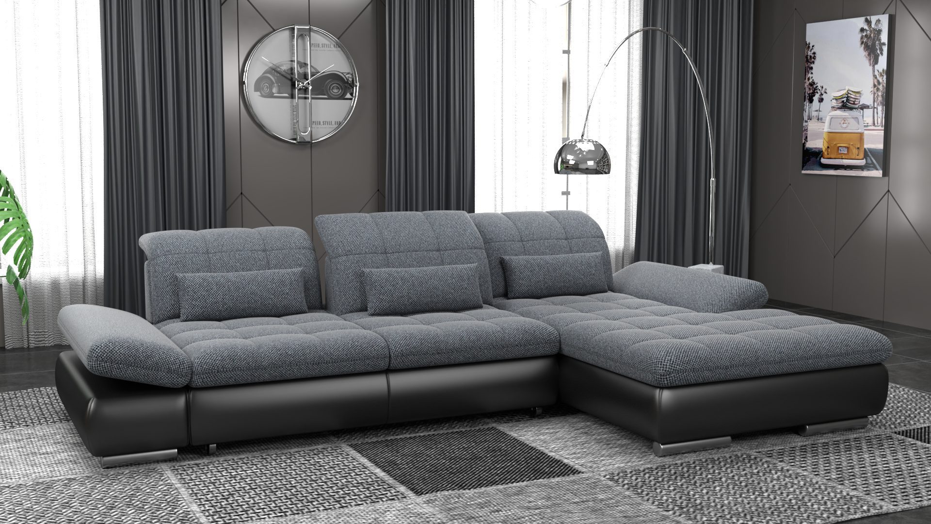 ספה עם שזלונג בעיצוב מודרני 